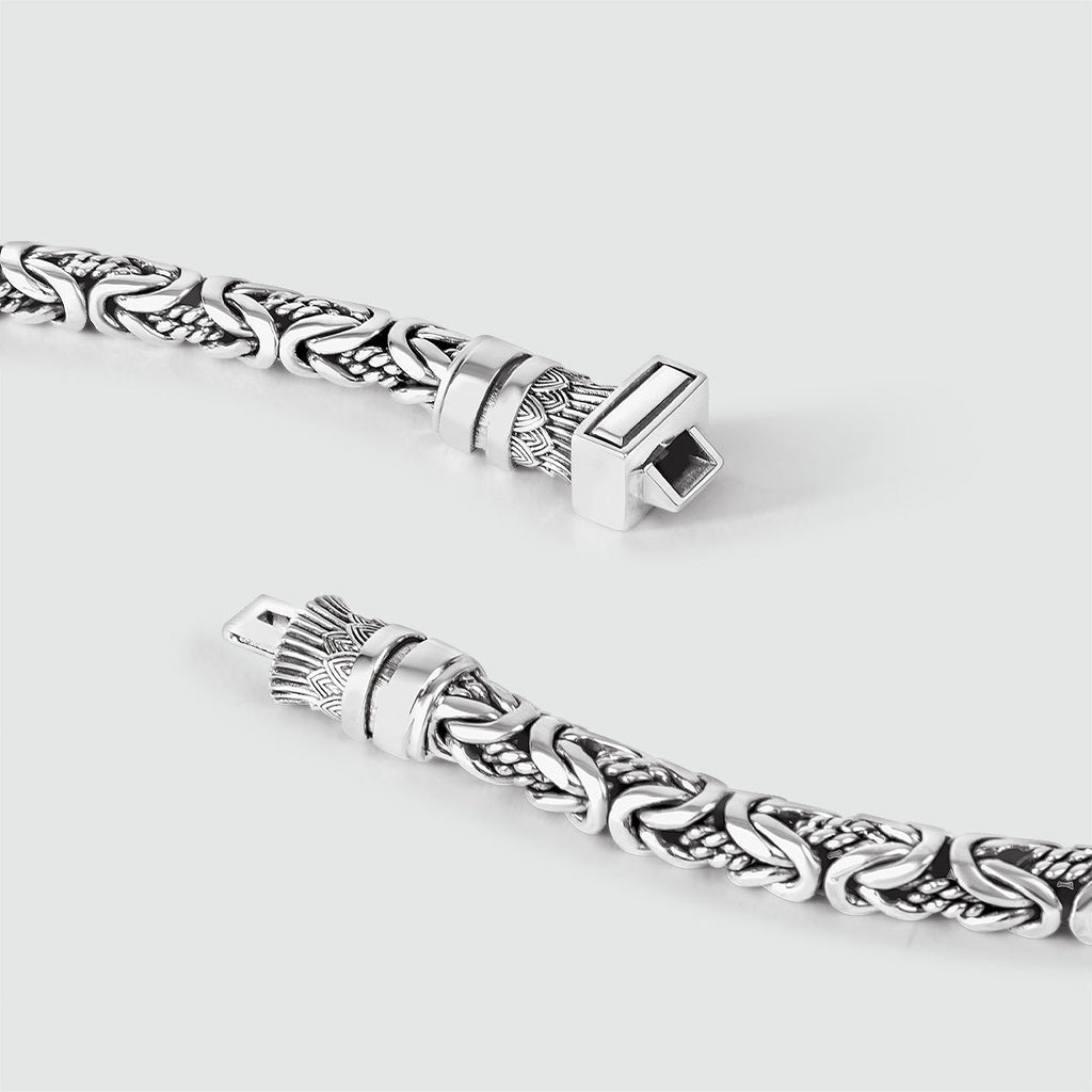 Murtaza - Egyptian Lotus Silver Byzantine Bracelet 7mm