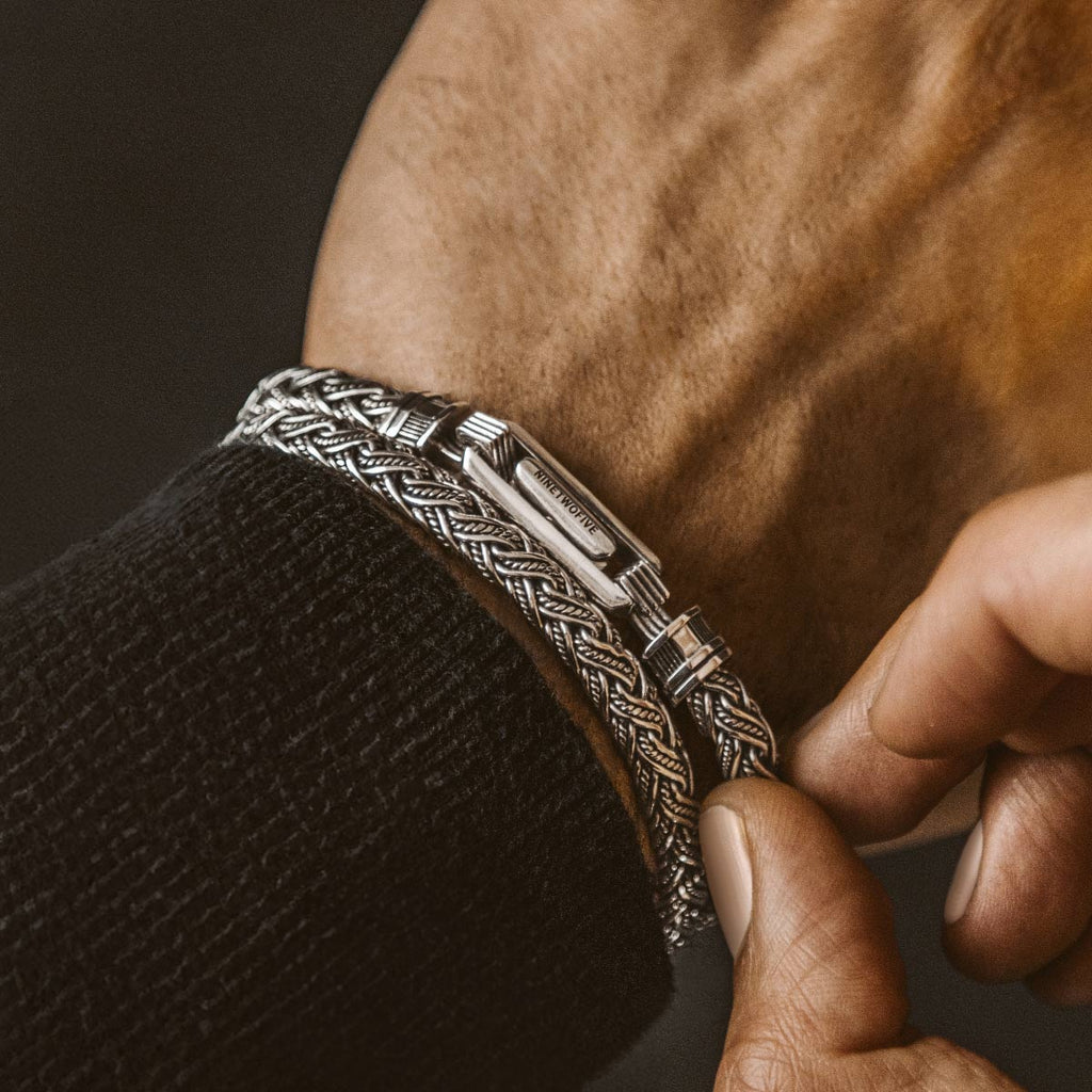 Rasim - Silver Braided Hexagon Bracelet 6mm