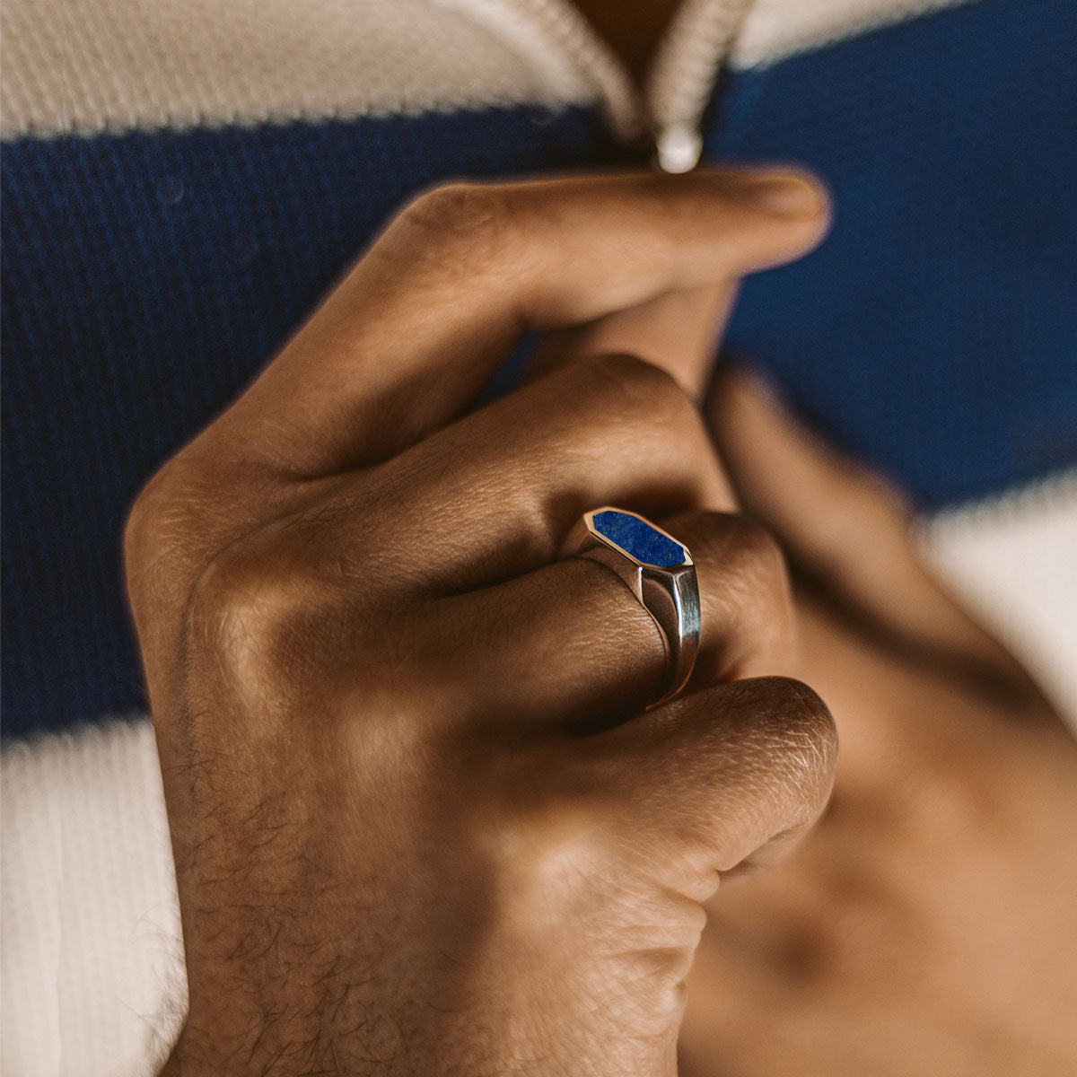 Rafiq - Elegant Lapis Lazuli Signet Ring 7mm