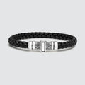 Muran - Genuine Black Leather Bracelet with Sterling Silver 8mm