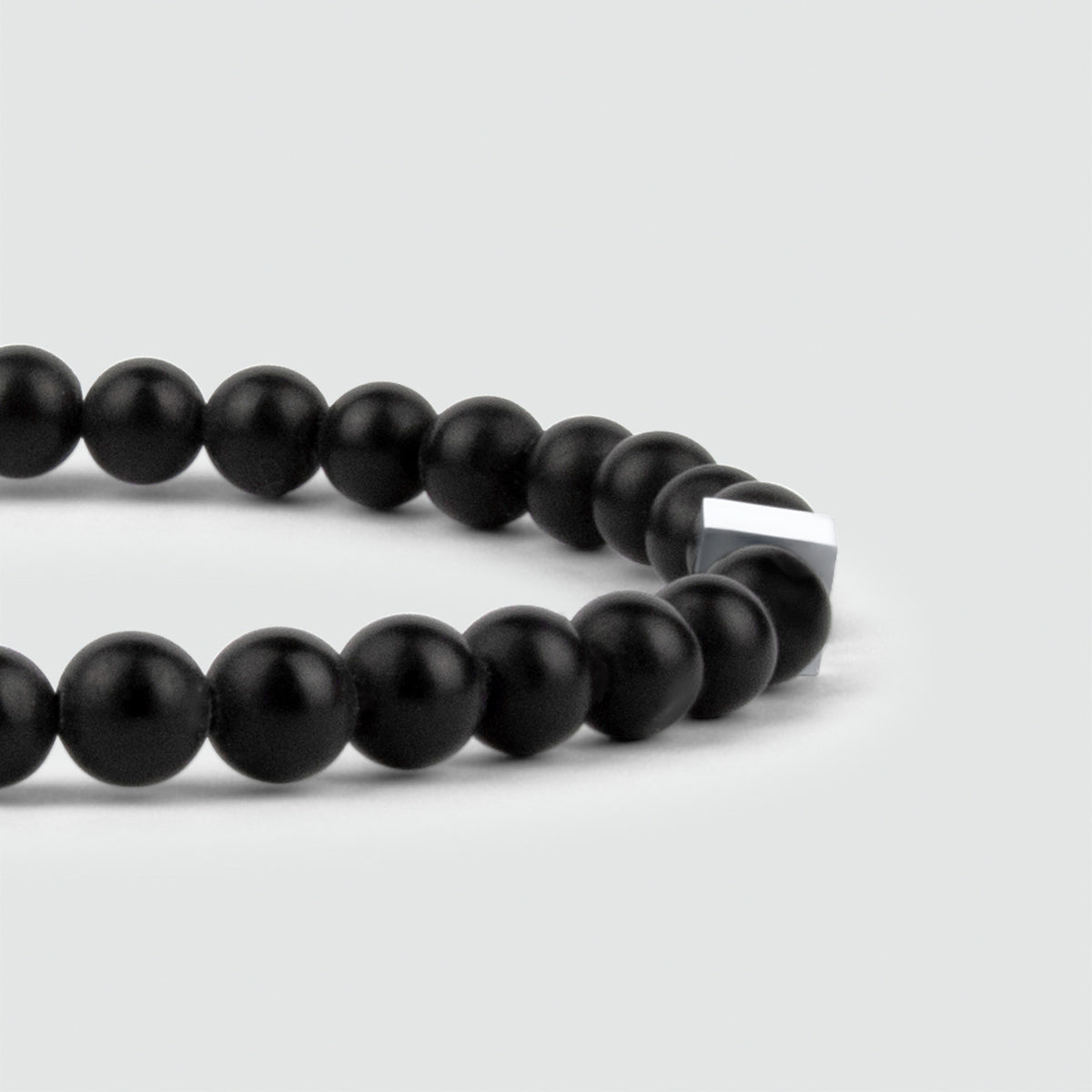 Aswad - Matt Black Beaded Bracelet 6mm