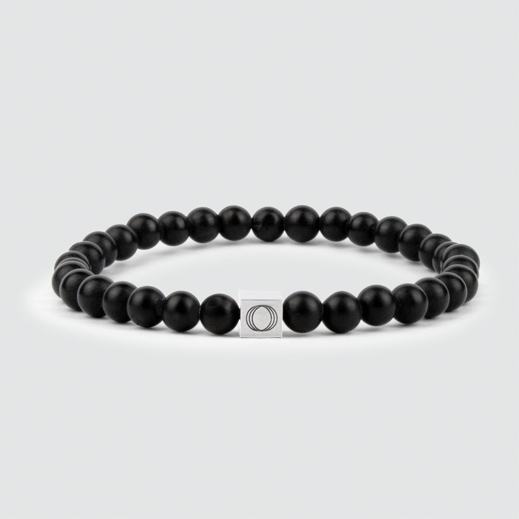 Aswad - Matt Black Beaded Bracelet 6mm