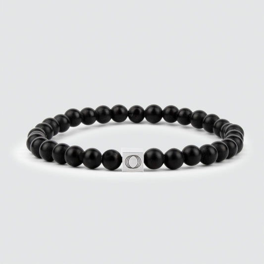 Aswad - Matt Black Beaded Bracelet 6mm