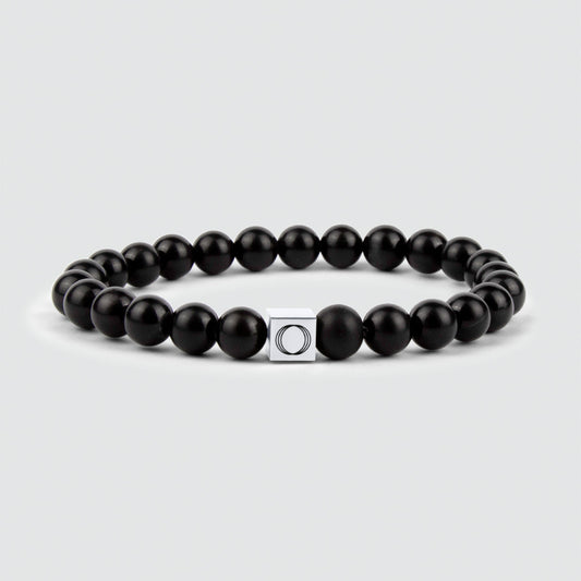 Aswad - Matt Black Beaded Bracelet 8mm