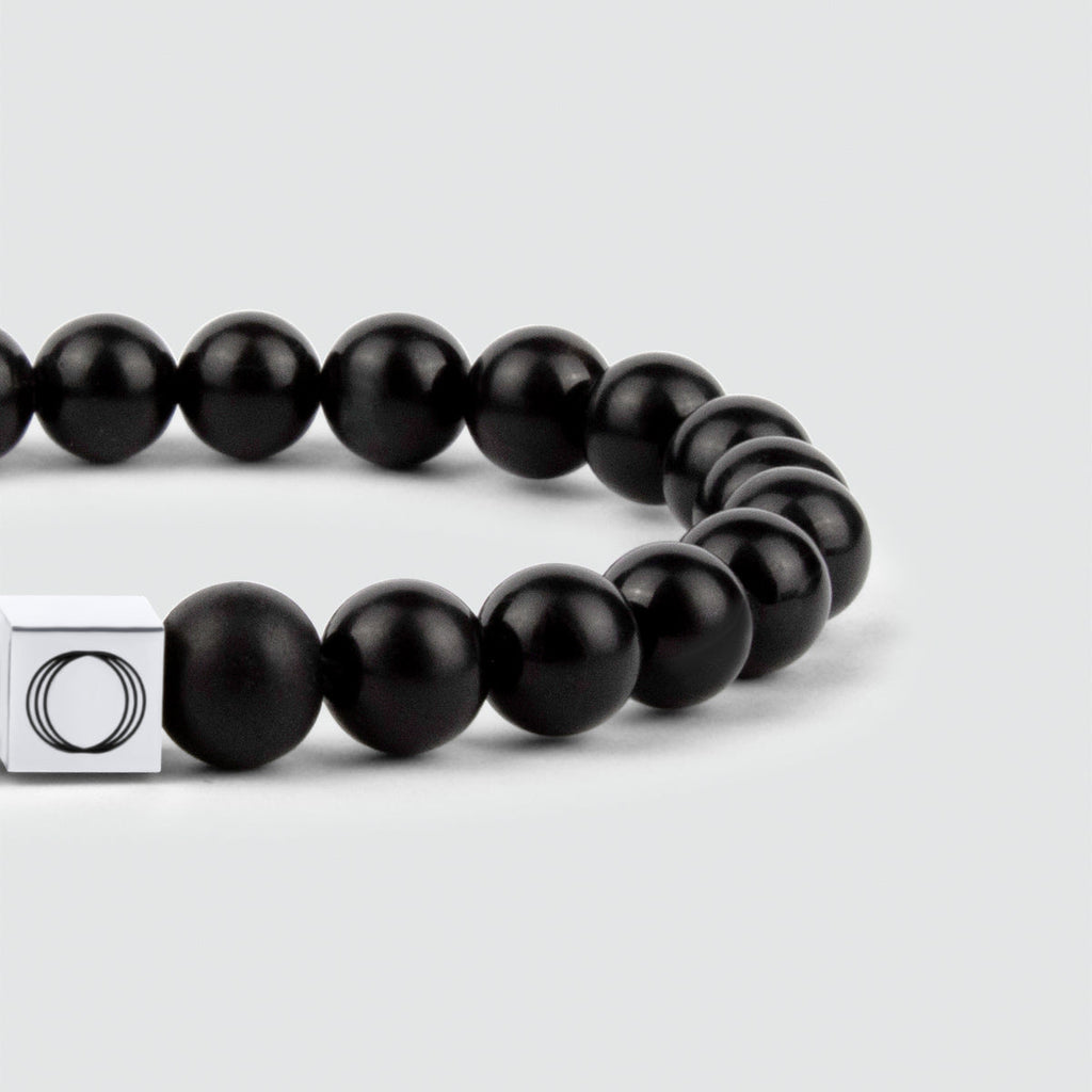 Aswad - Matt Black Beaded Bracelet 8mm