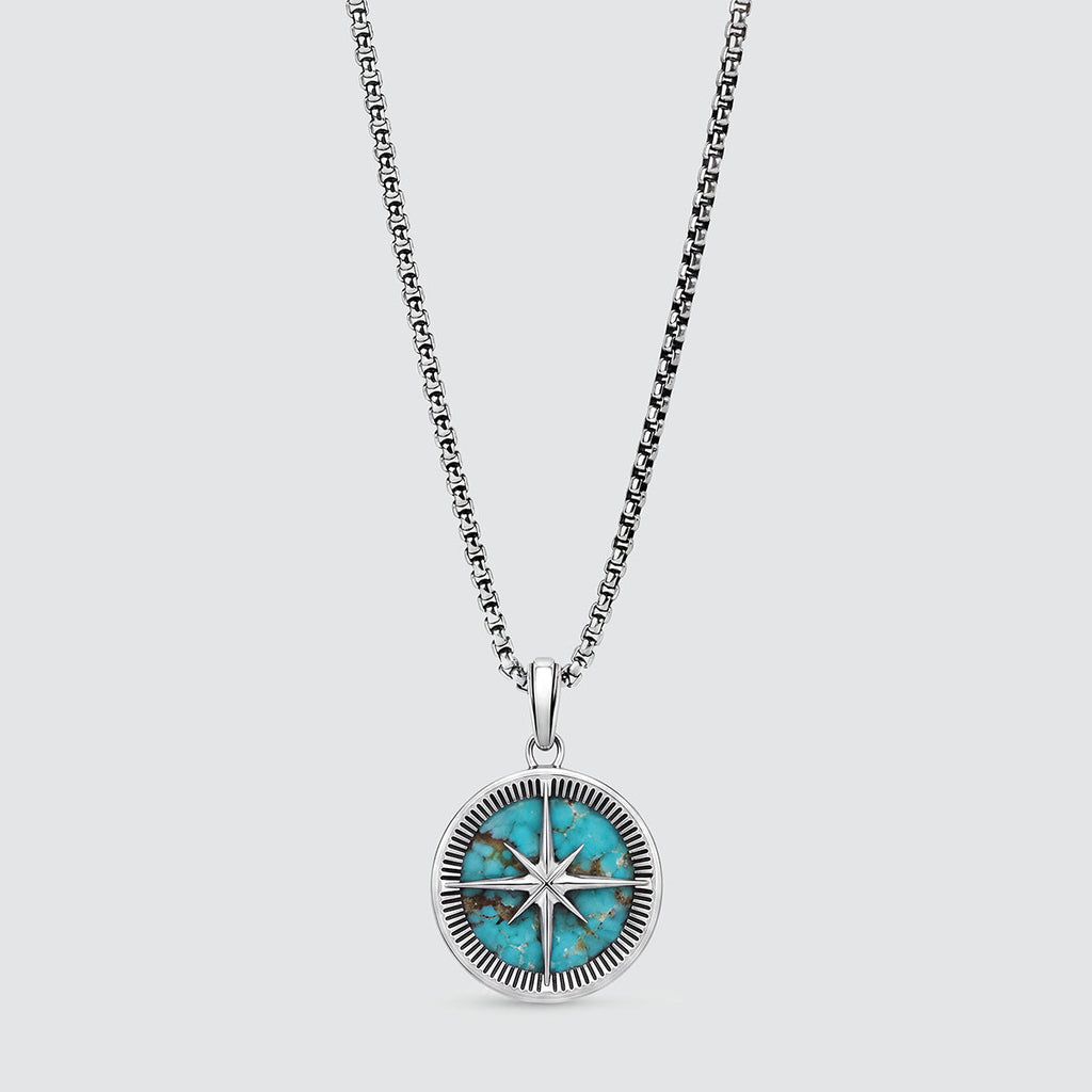 Safar - Sterling Silver Turquoise Compass Pendant