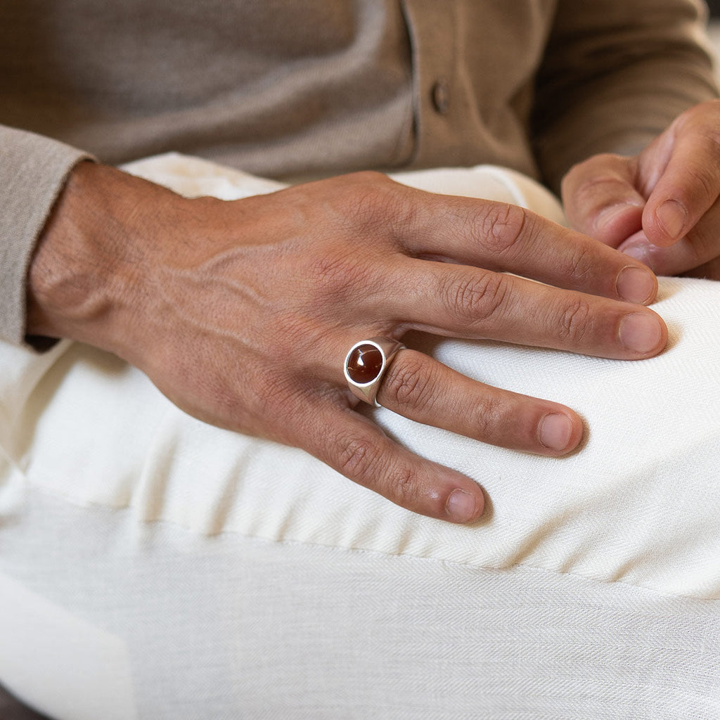 Qais – Carnelian Red Stone Signet Ring 13mm