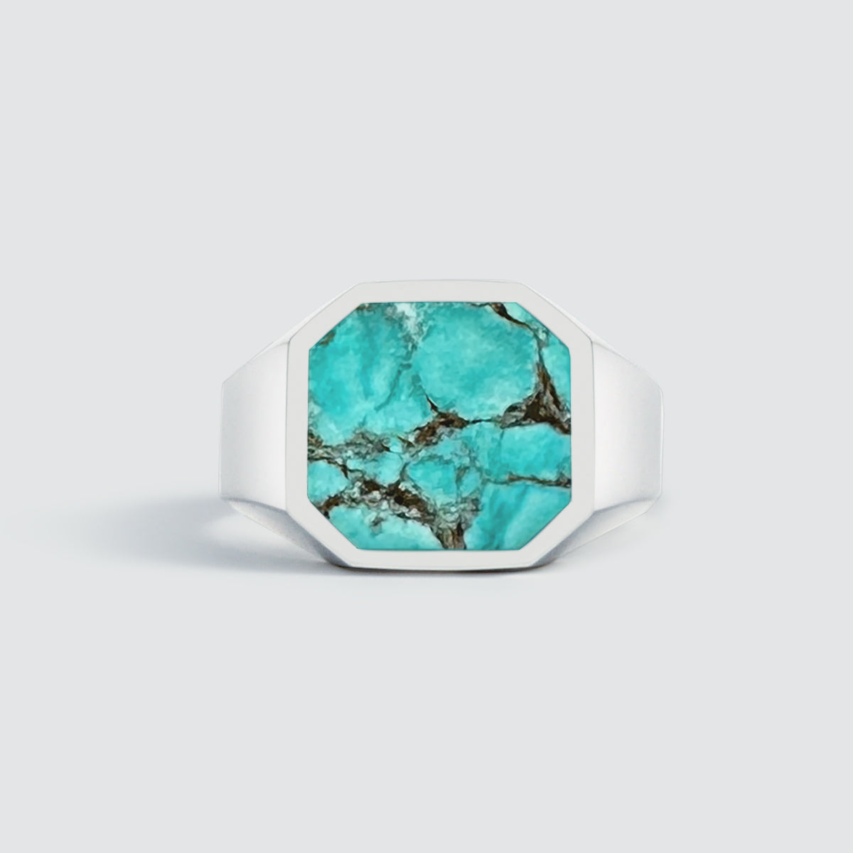 Nuri - Sterling Silver Blue Turquoise Signet Ring 13mm