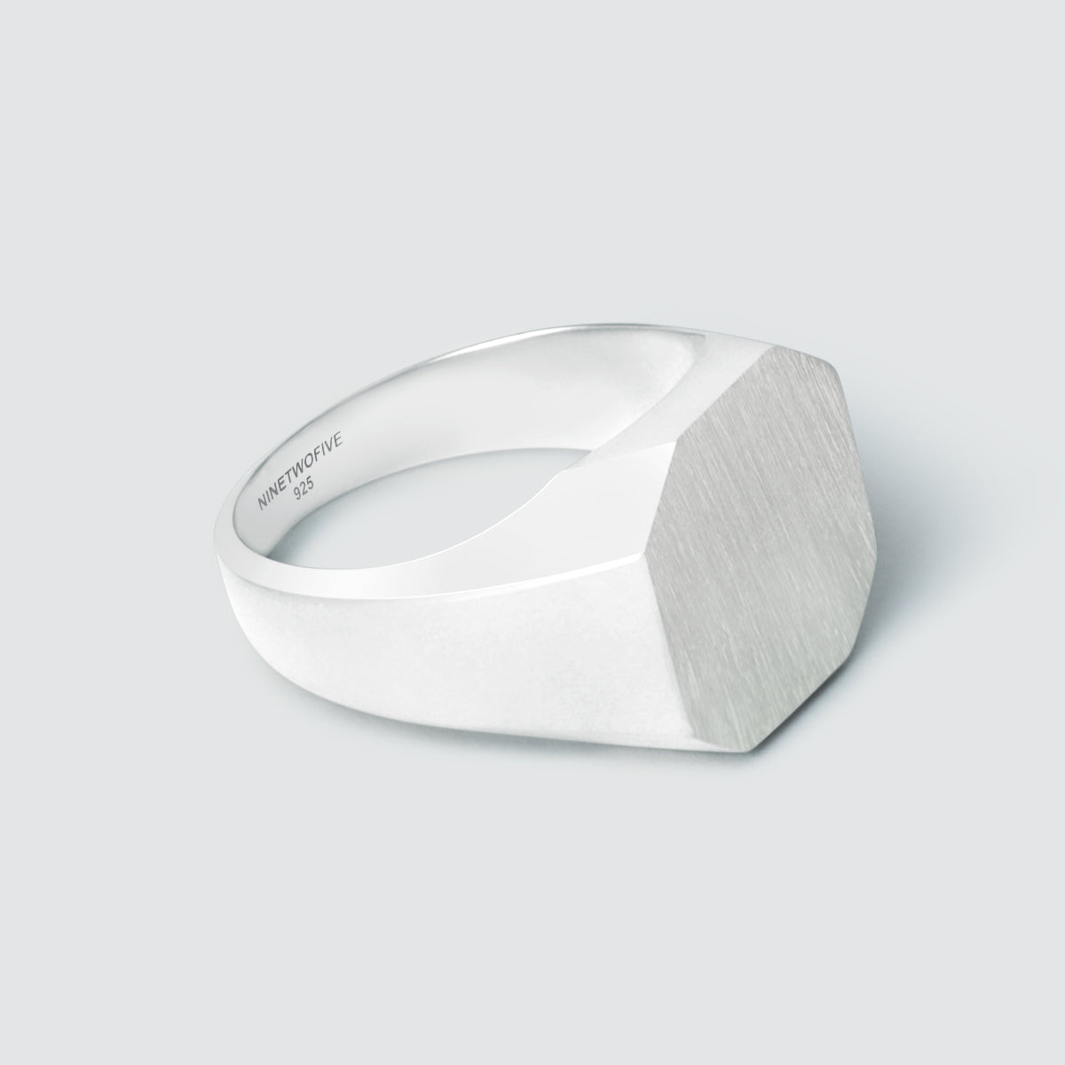 Tameem - Matt Brushed Silver Signet Ring 13mm