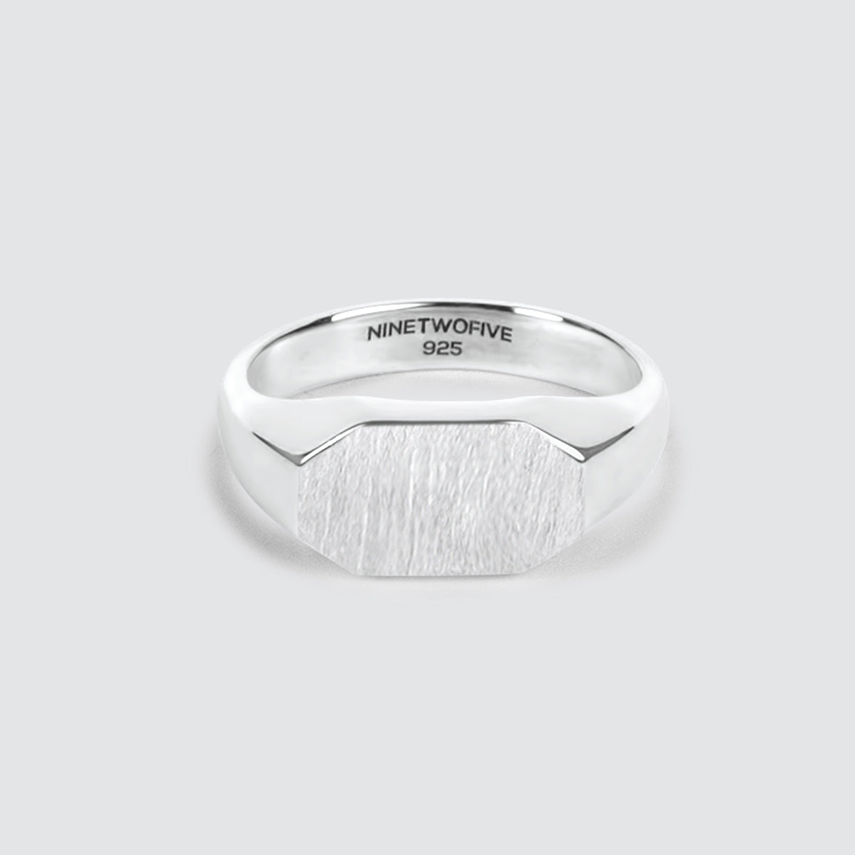 Tariq - Matte Brushed Silver Signet Ring 7mm