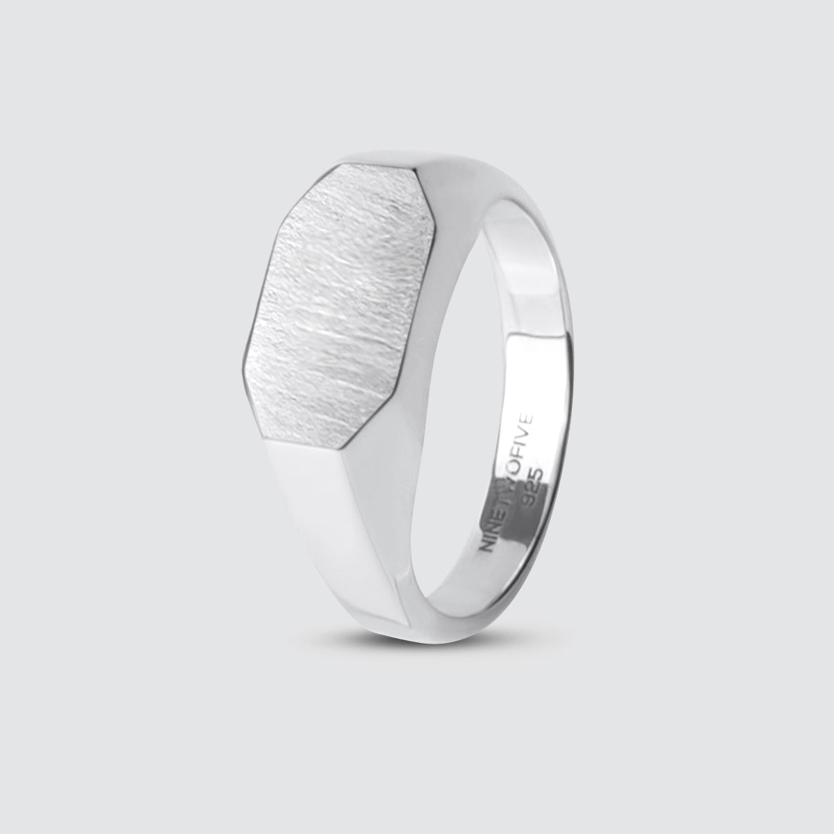 Tariq - Matte Brushed Silver Signet Ring 7mm