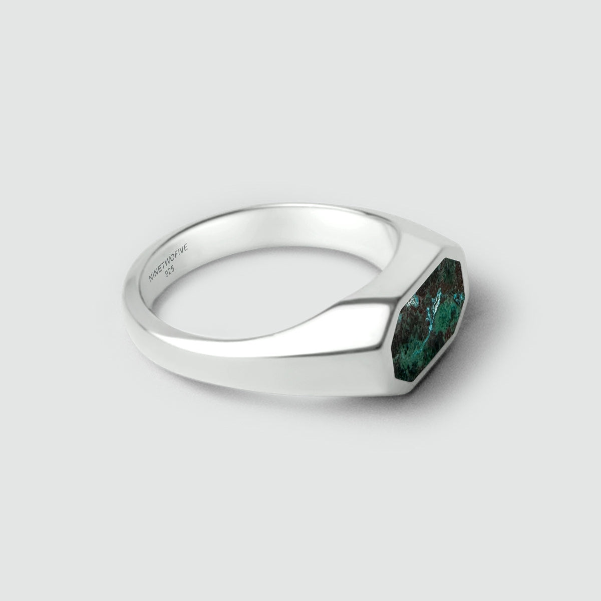 Zariq - Elegant Chrysocolla Stone Signet Ring 7mm