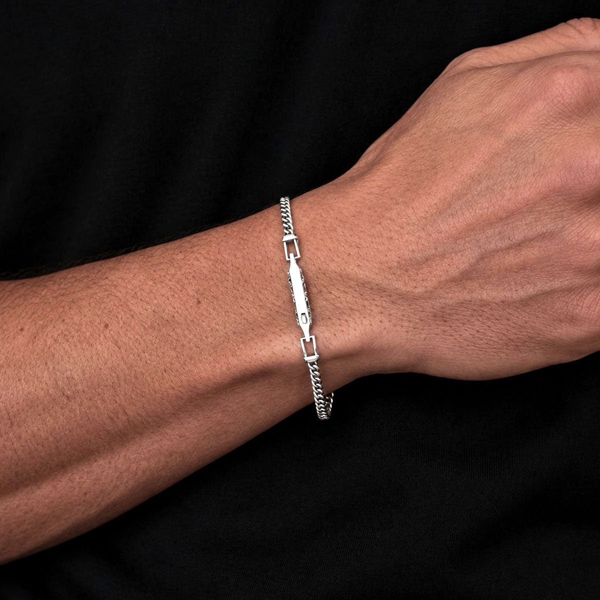Wasim - Sterling Silver Curb Chain Bracelet 3mm