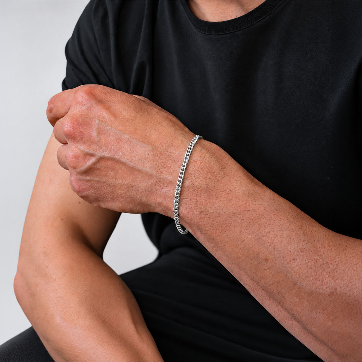 Wasim - Sterling Silver Curb Chain Bracelet 3mm