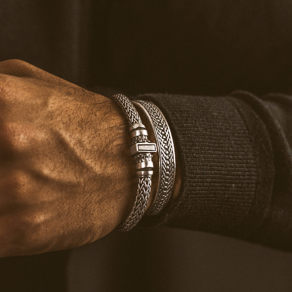 Fariq - Oxidised Sterling Silver Bangle 10mm