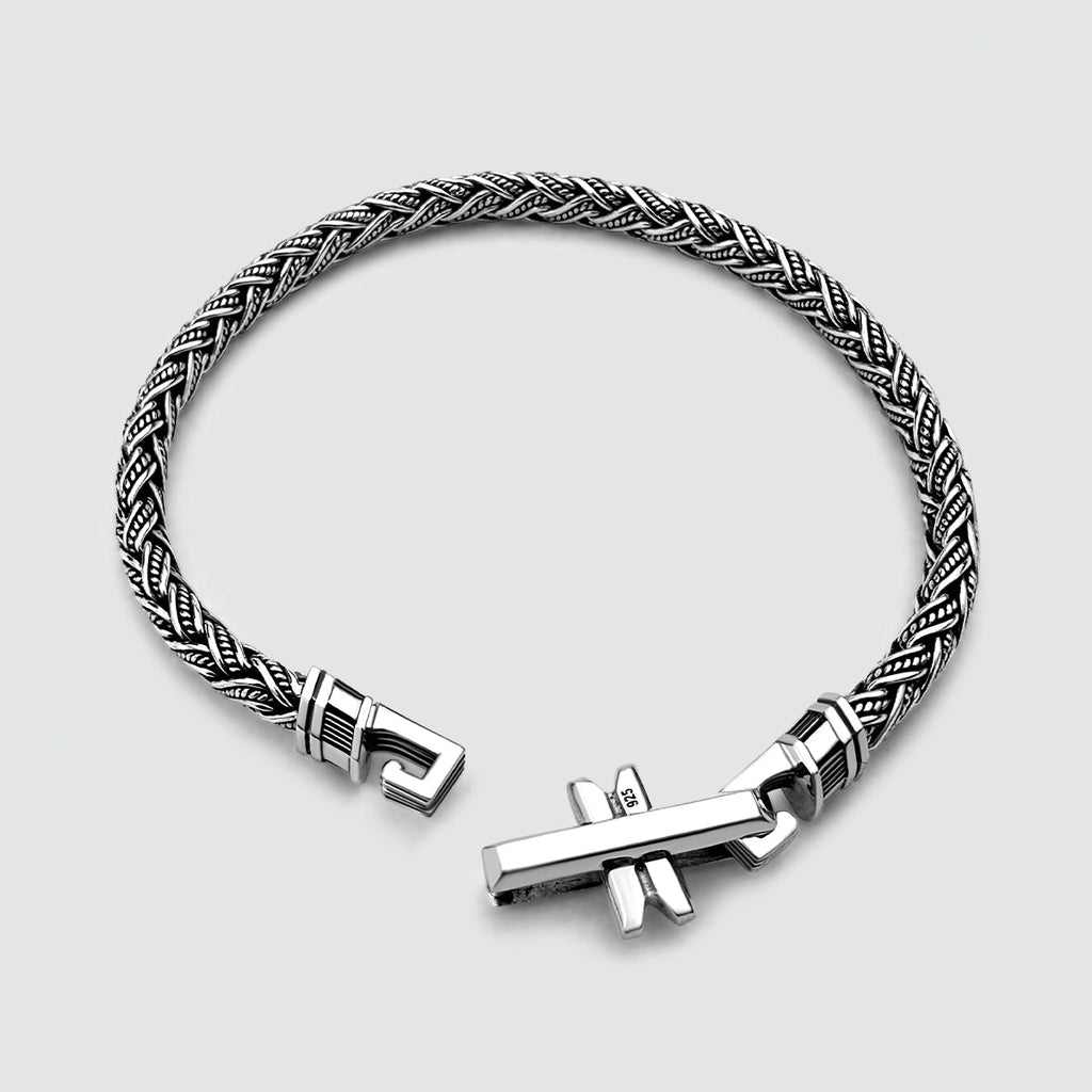 Rasim - Silver Braided Hexagon Bracelet 6mm