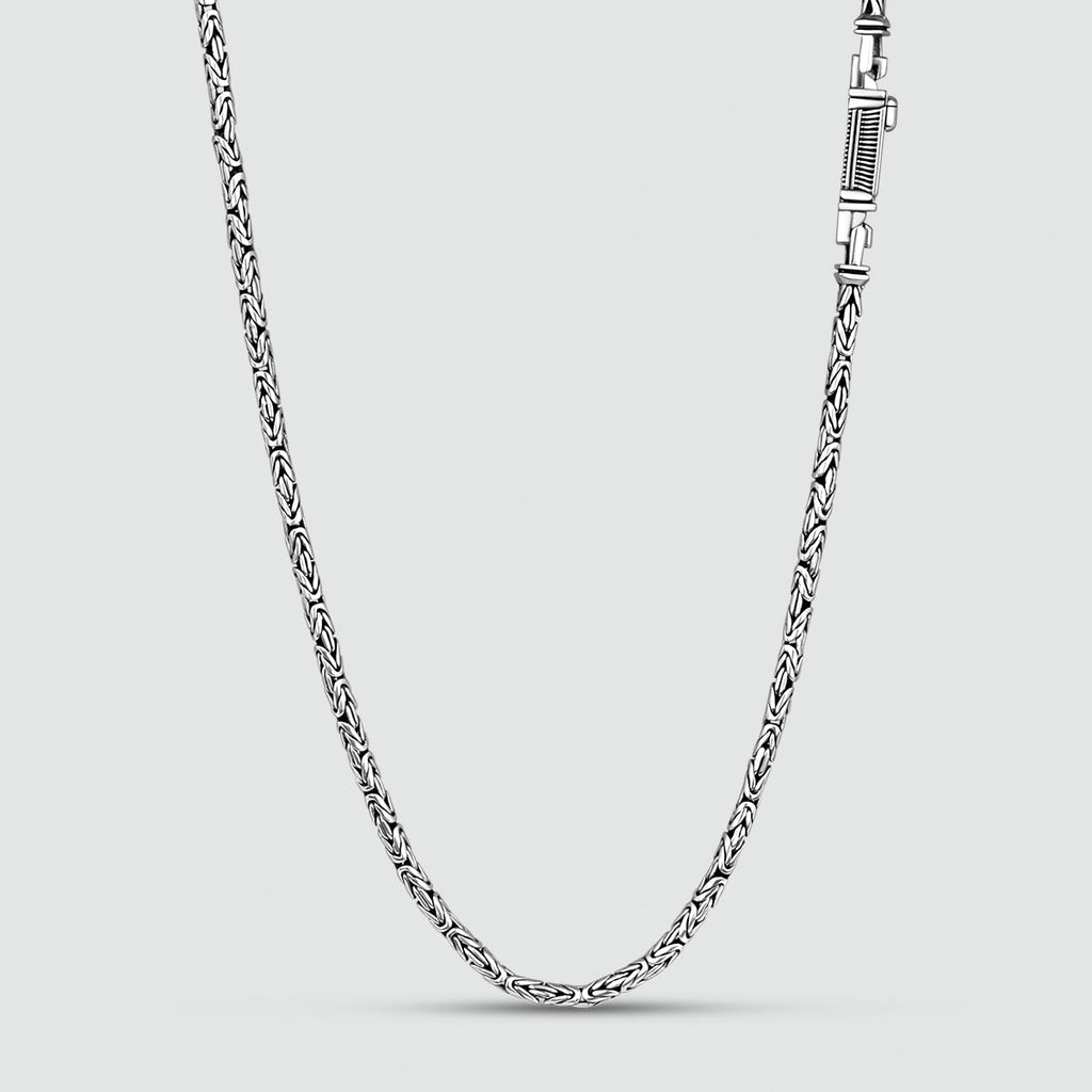 Ramsi - Cavetto Sterling Silver Byzantine Chain Necklace 3.5 mm