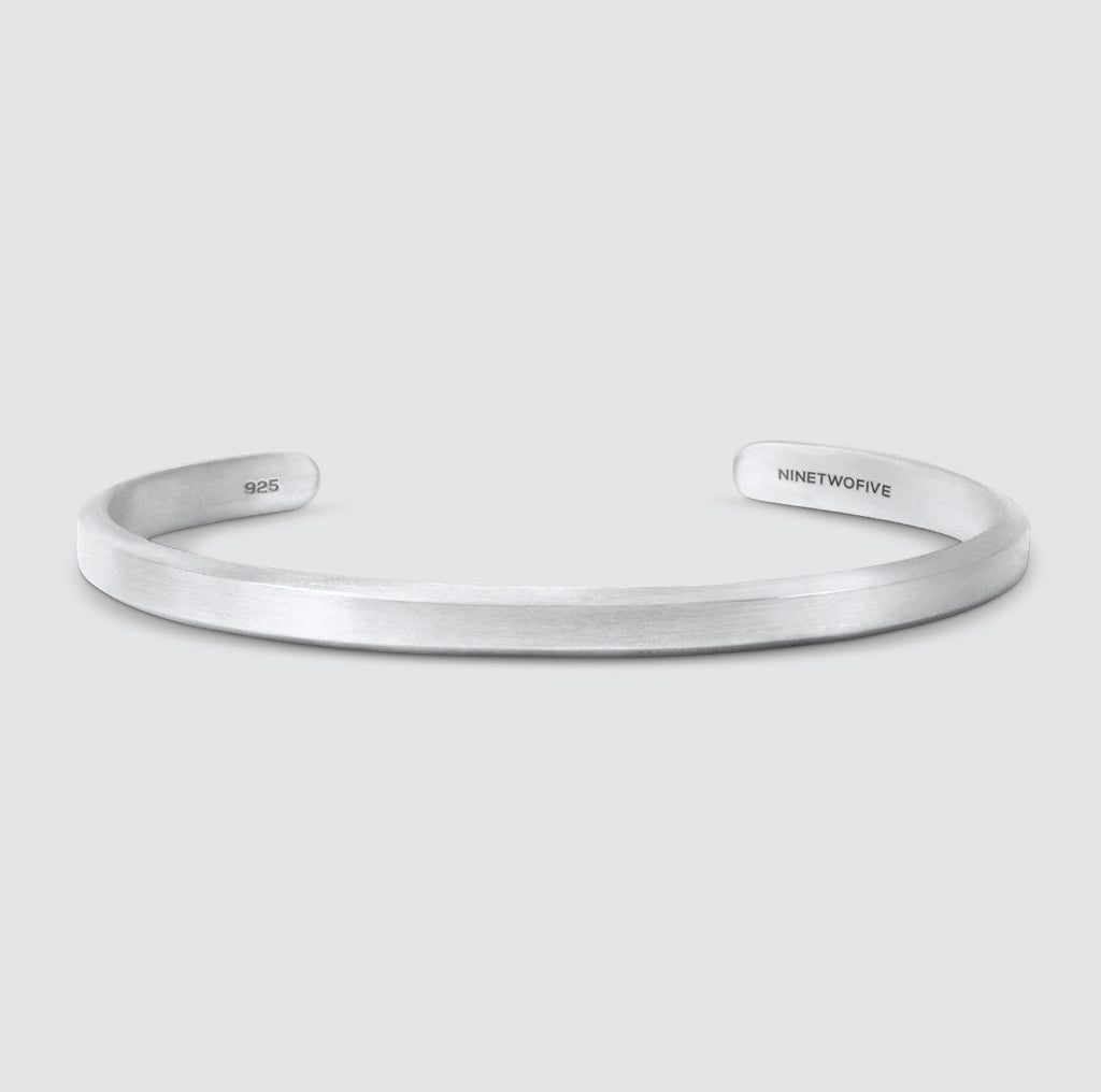 Noor - Brushed Silver Bangle Bracelet 5mm