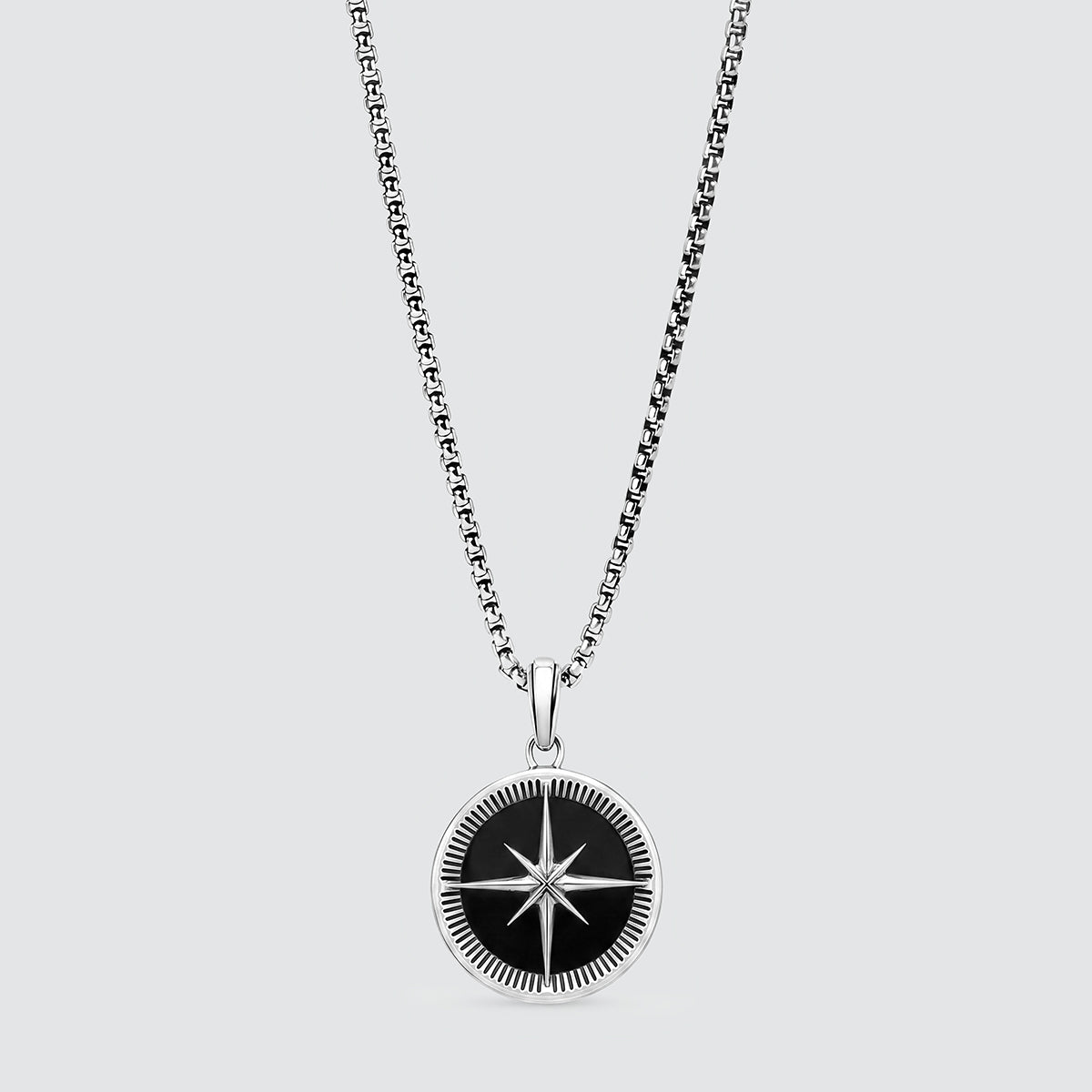 Safar - Sterling Silver Onyx Compass Pendant