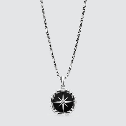 Safar - Sterling Silver Onyx Compass Pendant