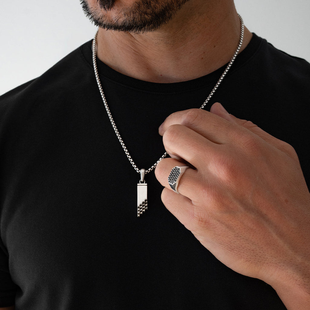 Muqarnas – Black Diamonds Silver Pendant