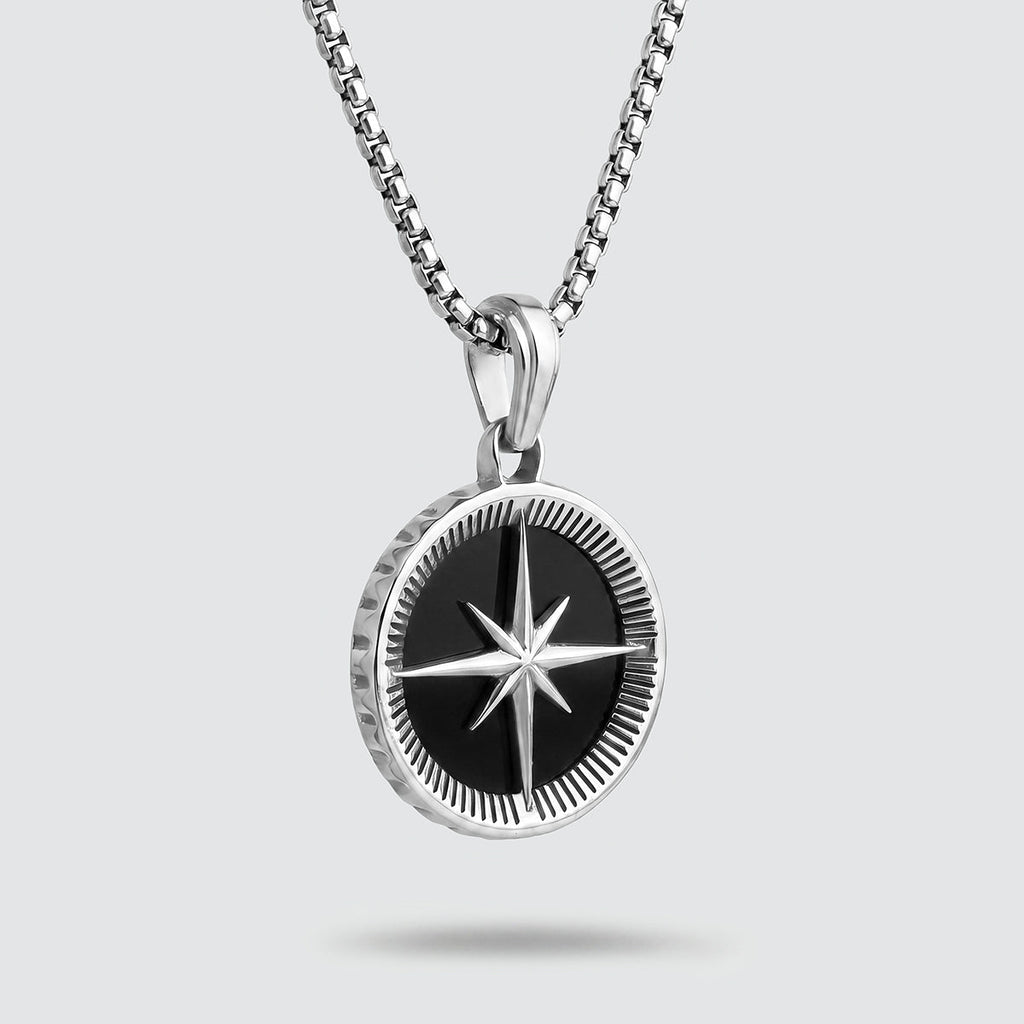 Safar - Sterling Silver Onyx Compass Pendant