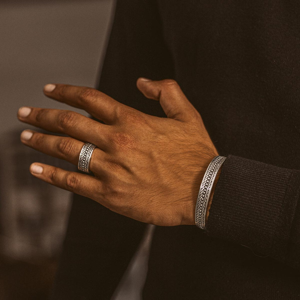 Fariq - Oxidised Sterling Silver Ring 10mm