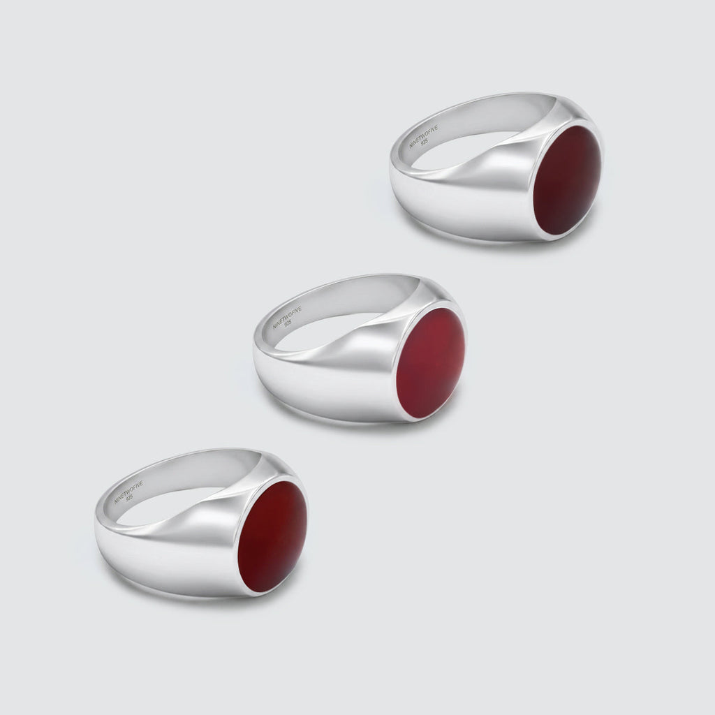 Qais – Carnelian Red Stone Signet Ring 13mm