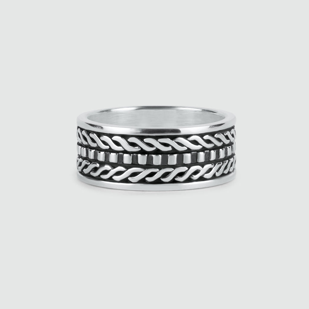 Fariq - Oxidised Sterling Silver Ring 10mm