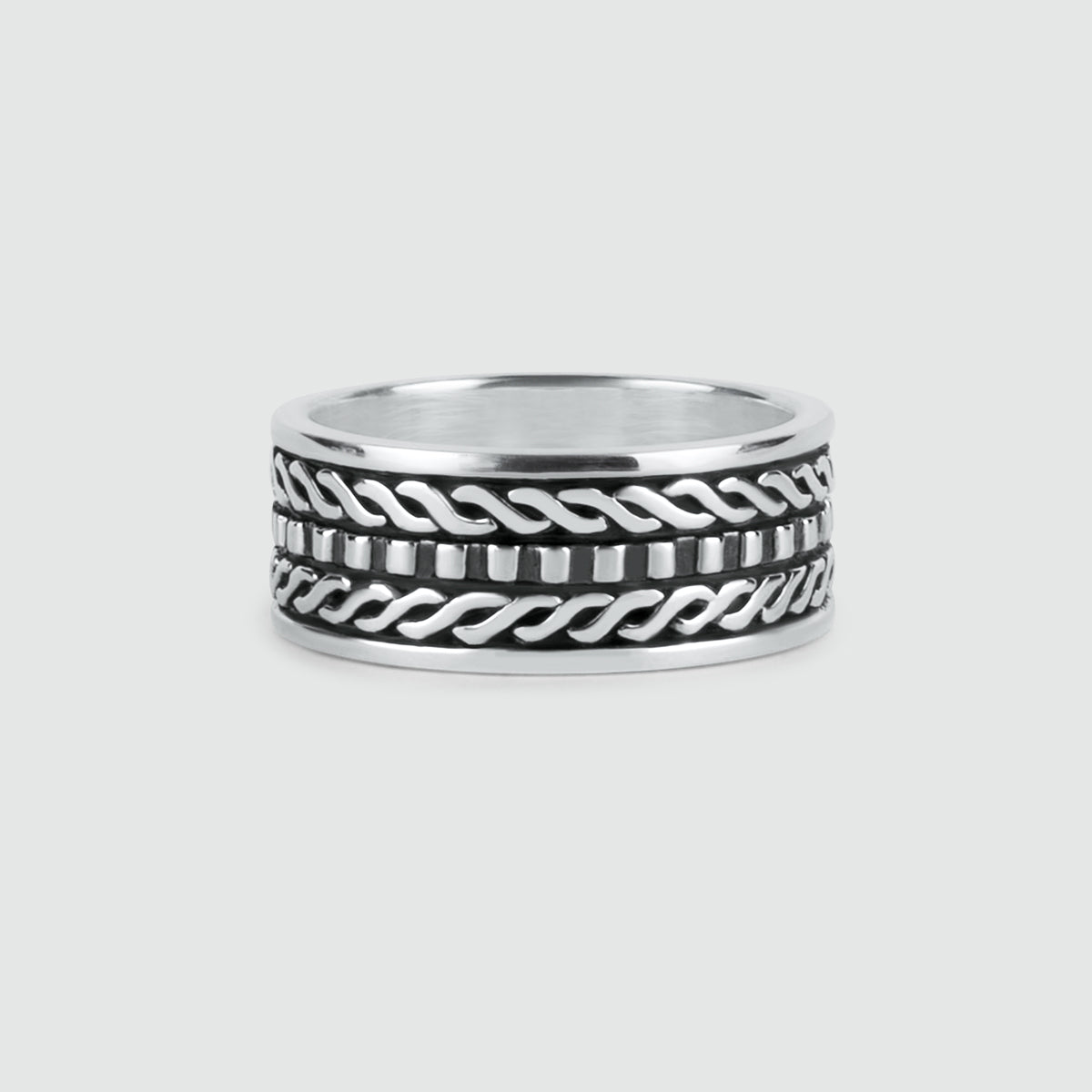 Fariq - Oxidised Sterling Silver Ring 10mm
