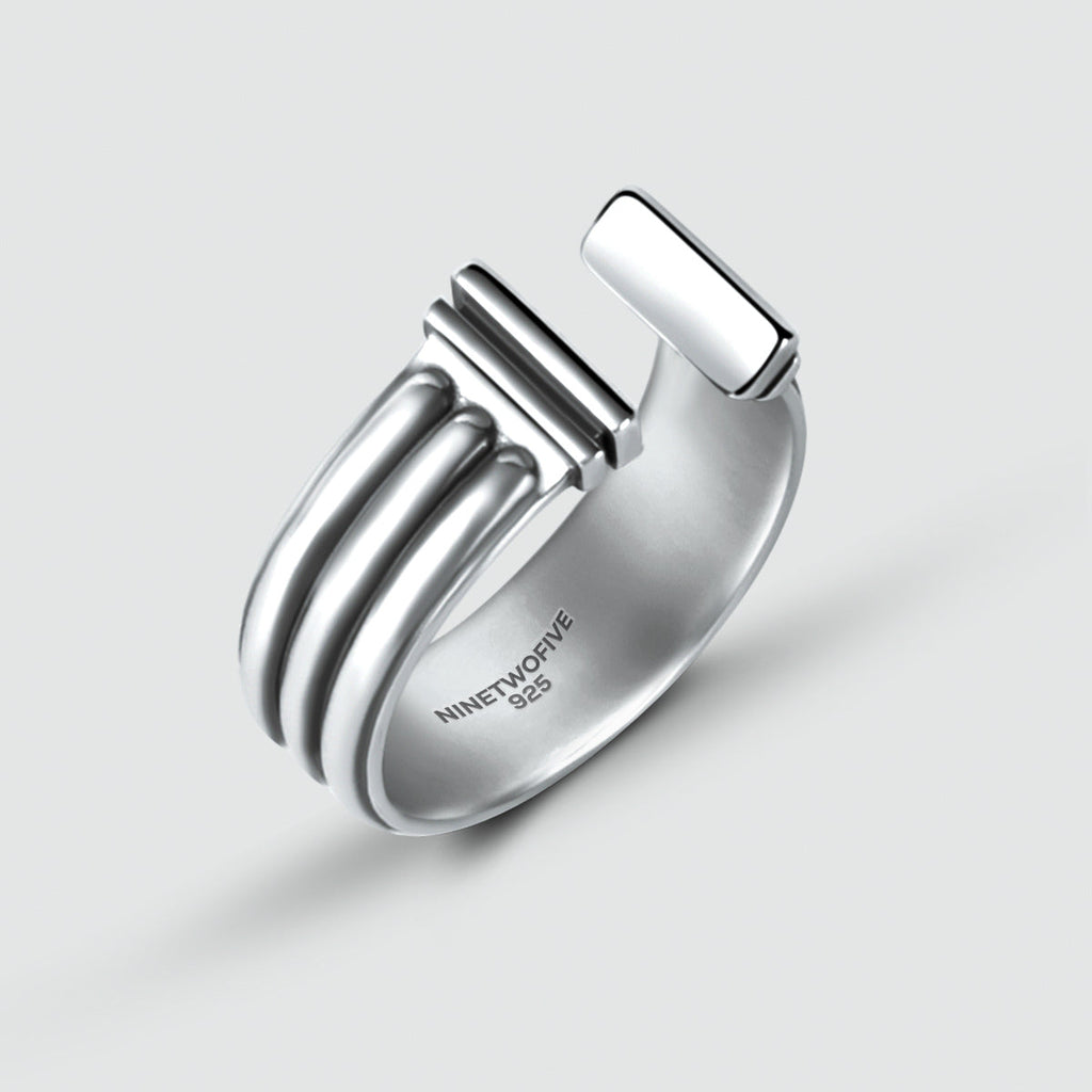 Mateen - Oxidised Sterling Silver Bangle Ring 10mm
