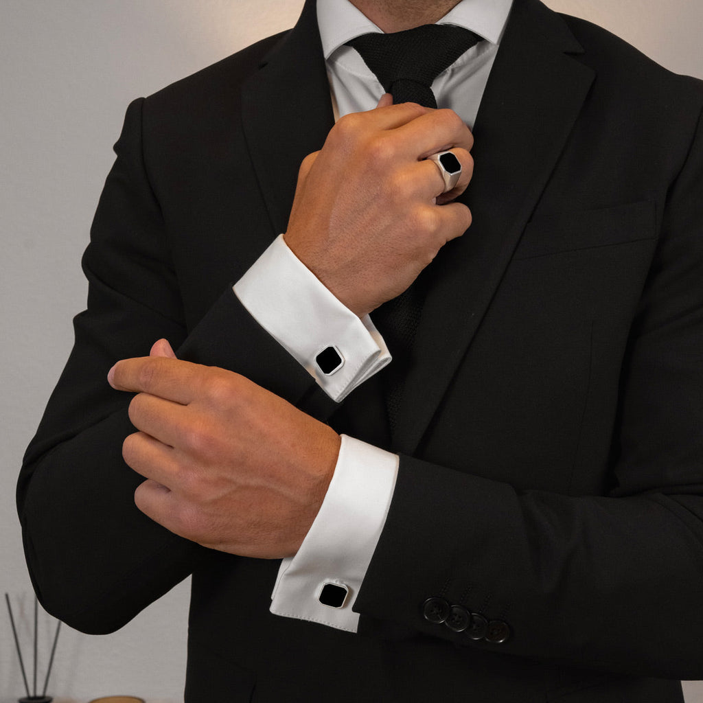Nael – Black Onyx Silver Cufflinks 15mm