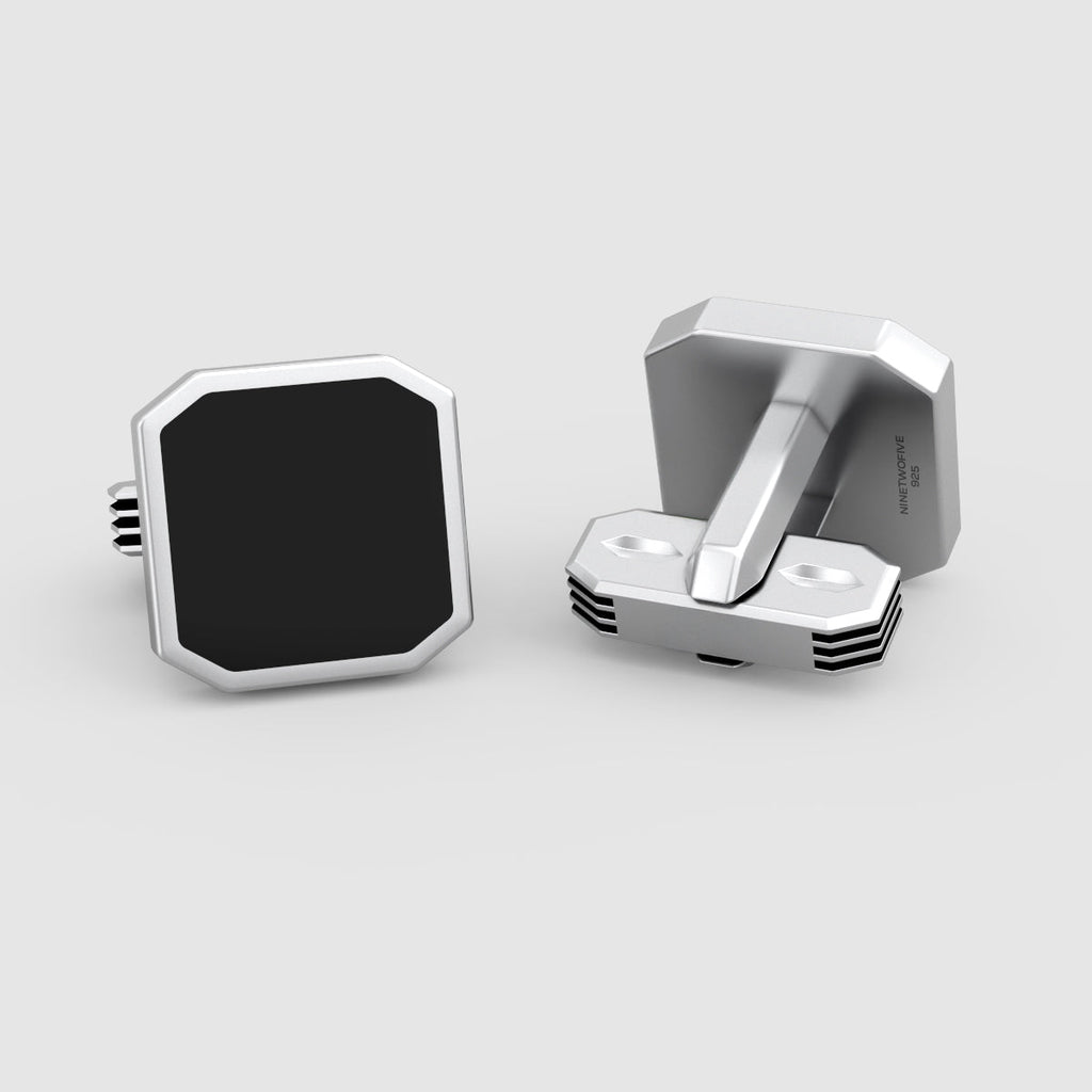 Nael – Black Onyx Silver Cufflinks 15mm
