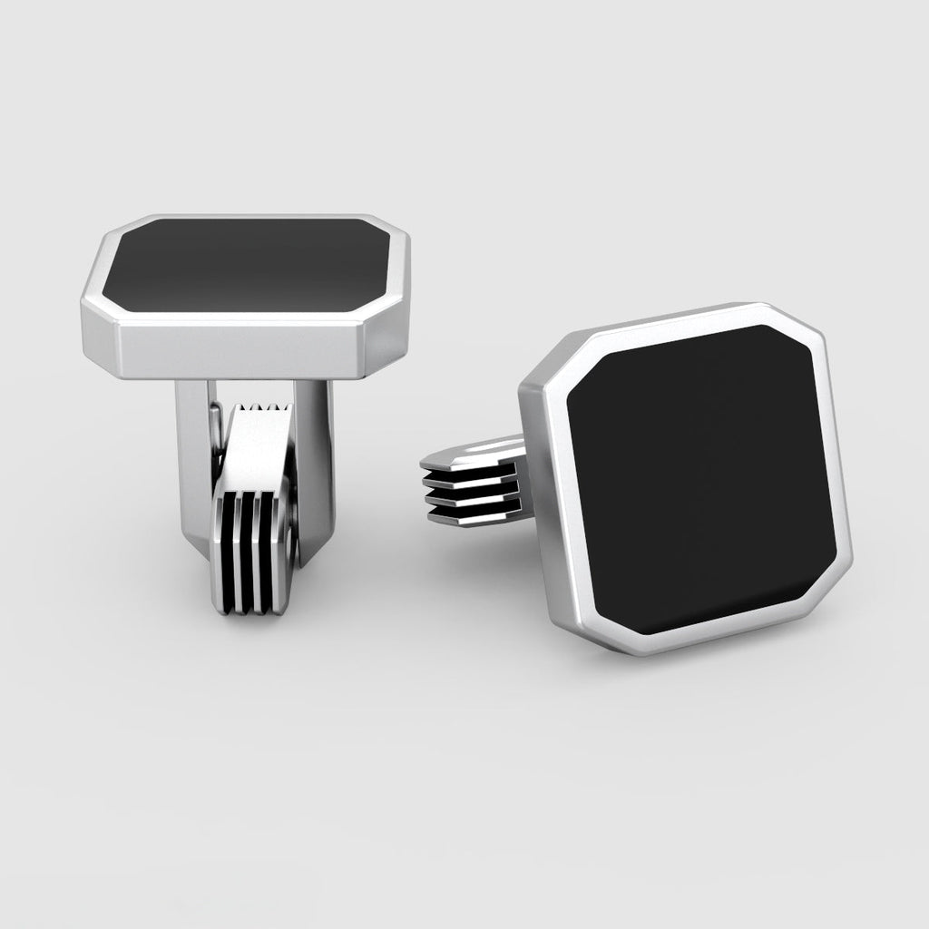 Nael – Black Onyx Silver Cufflinks 15mm