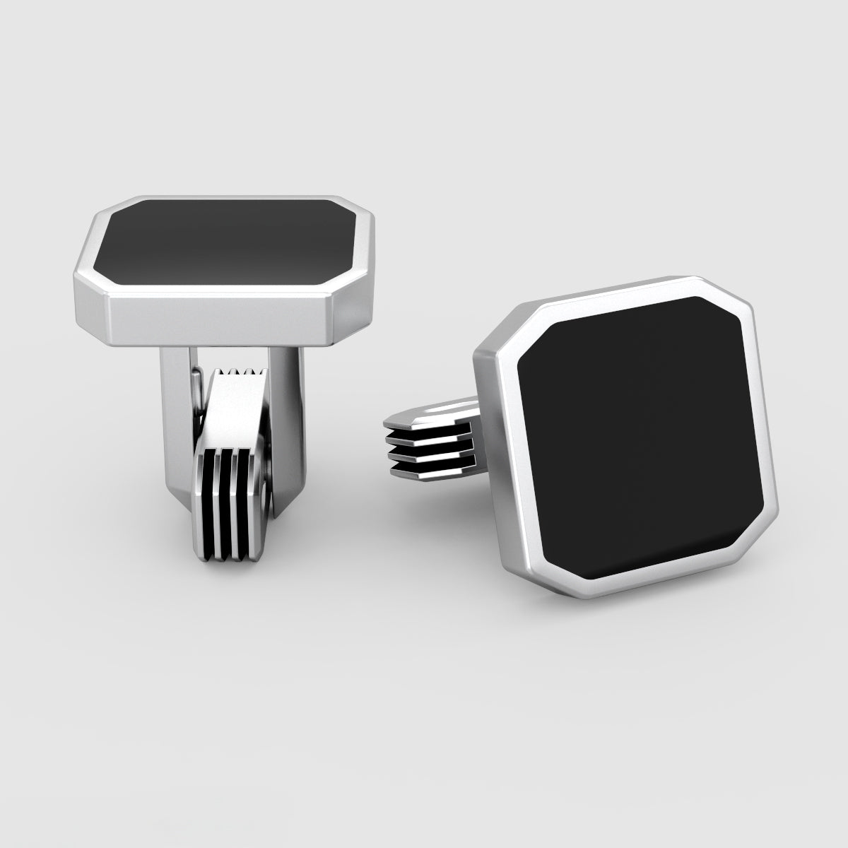 Nael – Black Onyx Silver Cufflinks 15mm