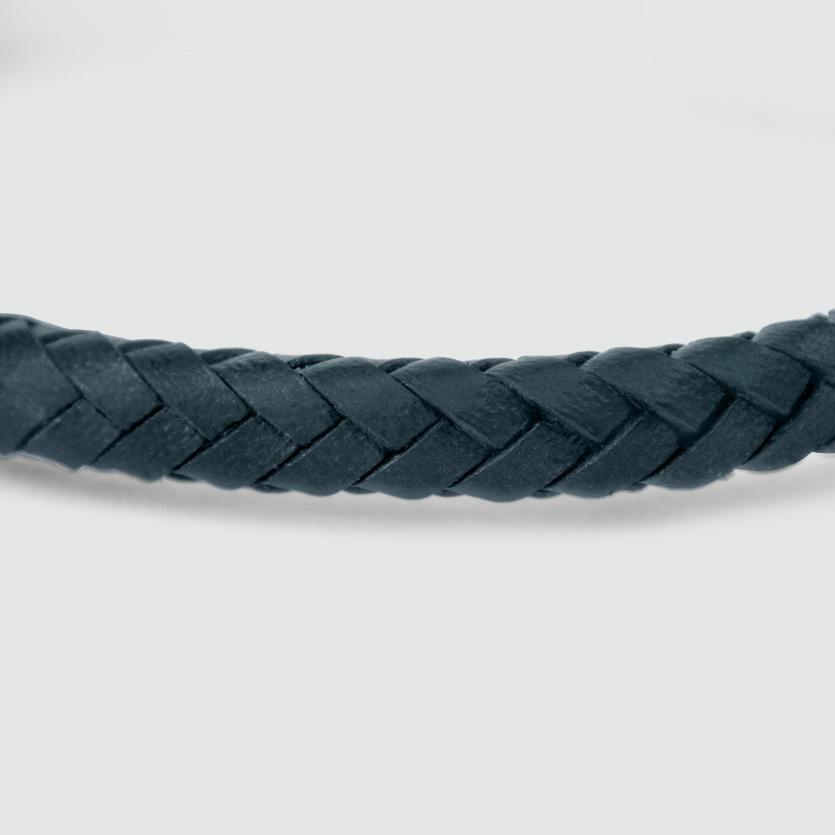 Razin - Braided Navy Blue Leather Bracelet with Sterling Silver 5.5mm