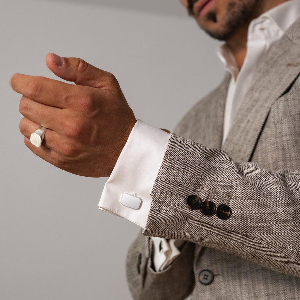 Nayel - Matt Finish Silver Cufflinks 12mm