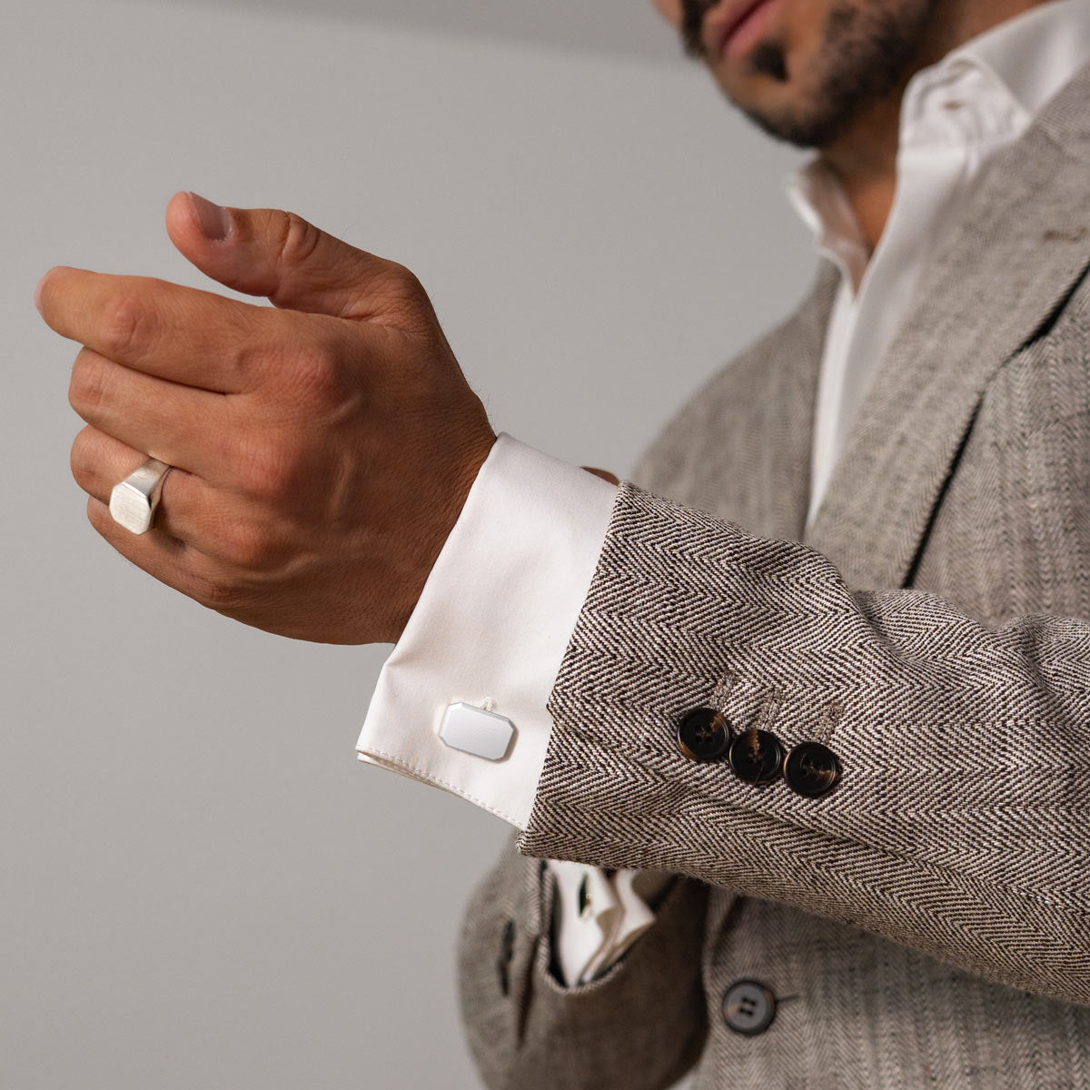 Nayel - Matt Finish Silver Cufflinks 12mm