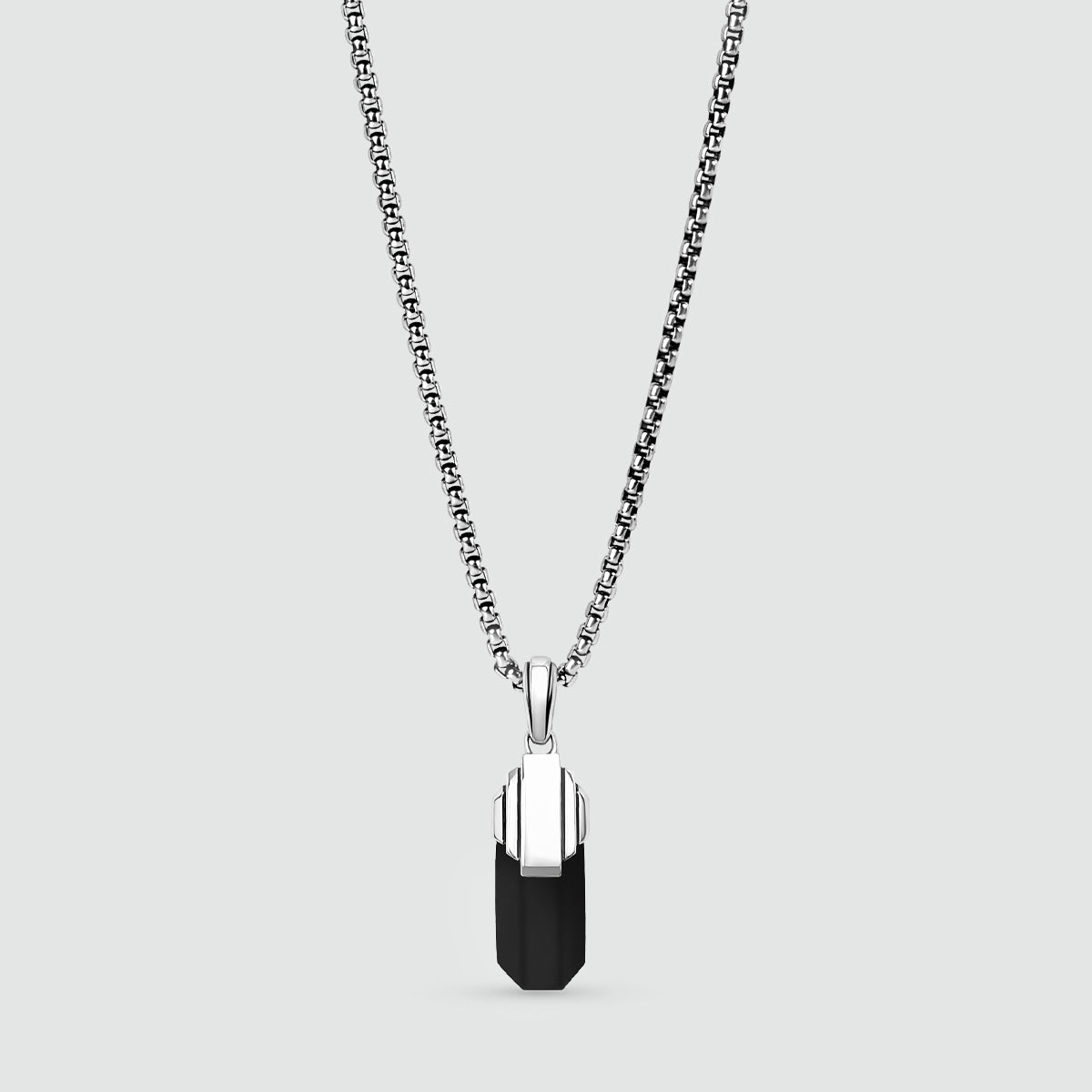 Tahsin - Art Deco Silver Black Onyx Pendant