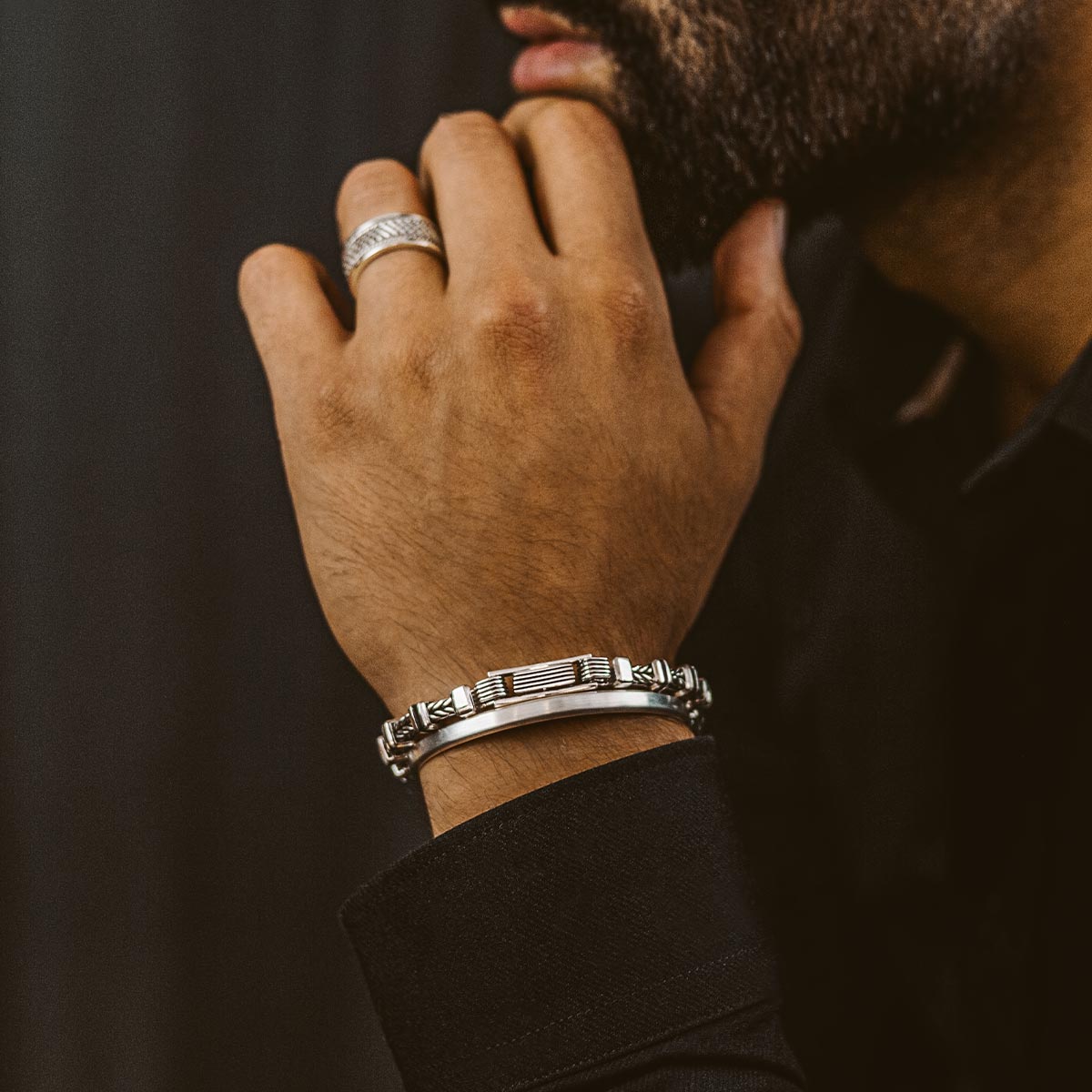 Khaled - Sterling Silver Brutalist Bracelet 6.5mm