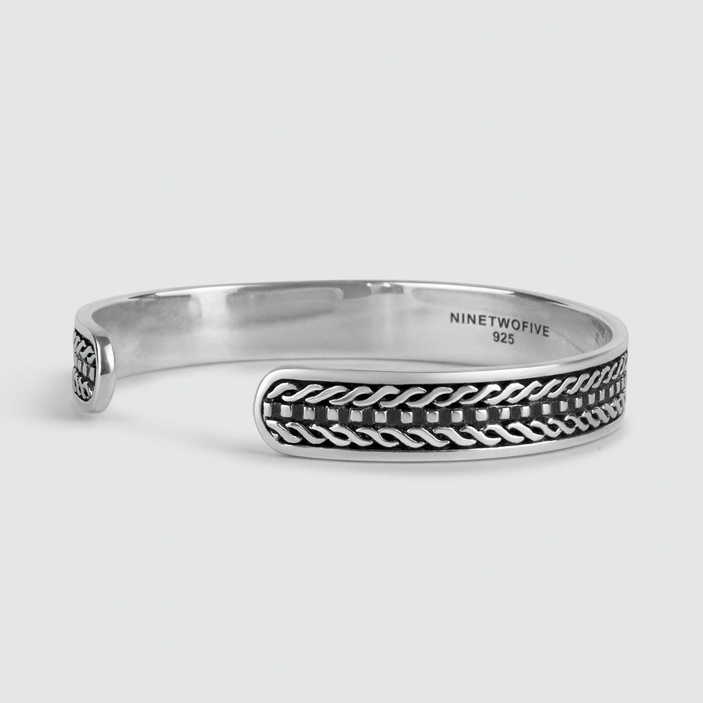 Fariq - Oxidised Sterling Silver Bangle 10mm