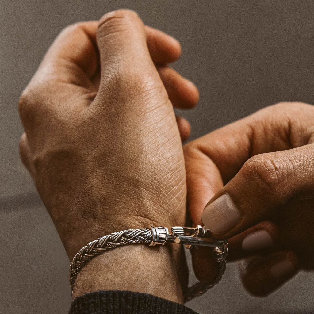 Rasim - Silver Braided Hexagon Bracelet 6mm