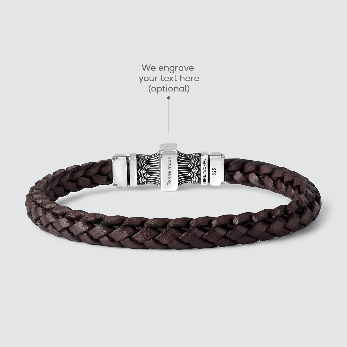 Muris - Genuine Dark Brown Leather Bracelet with Sterling Silver 8mm