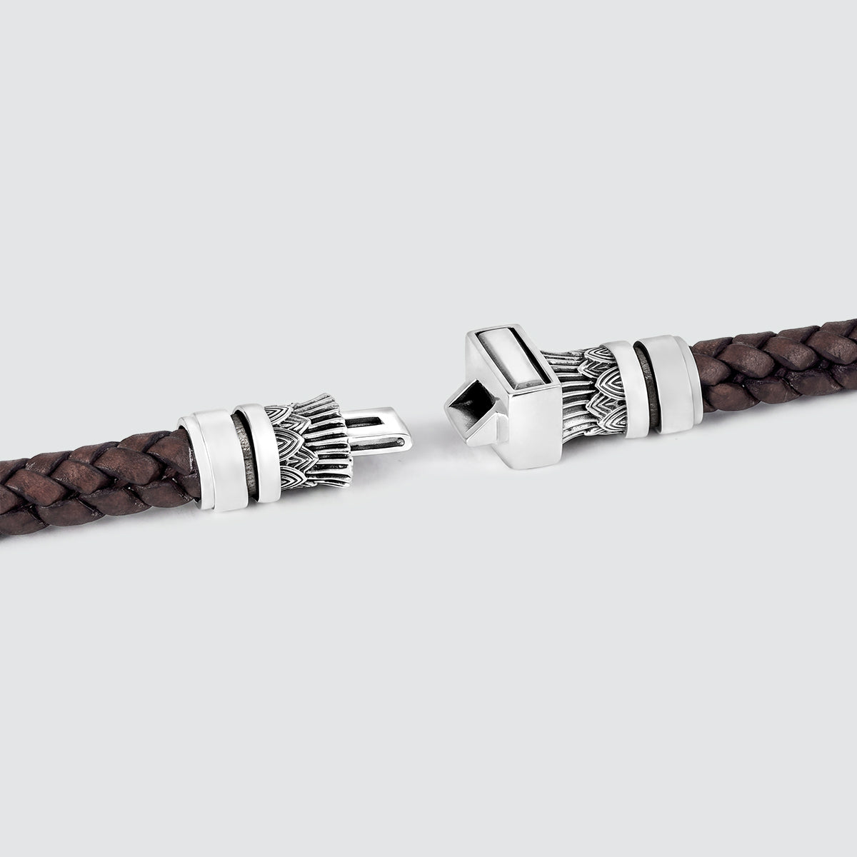 Muris - Genuine Dark Brown Leather Bracelet with Sterling Silver 8mm