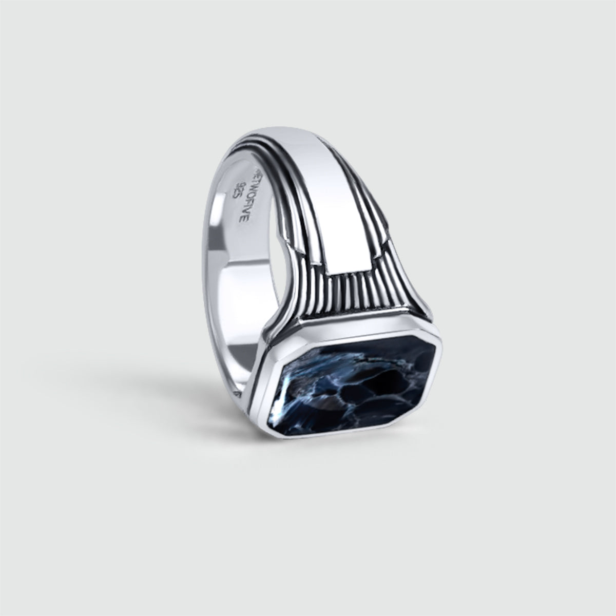 Bariq - Blue Pietersite Signet Ring 17mm