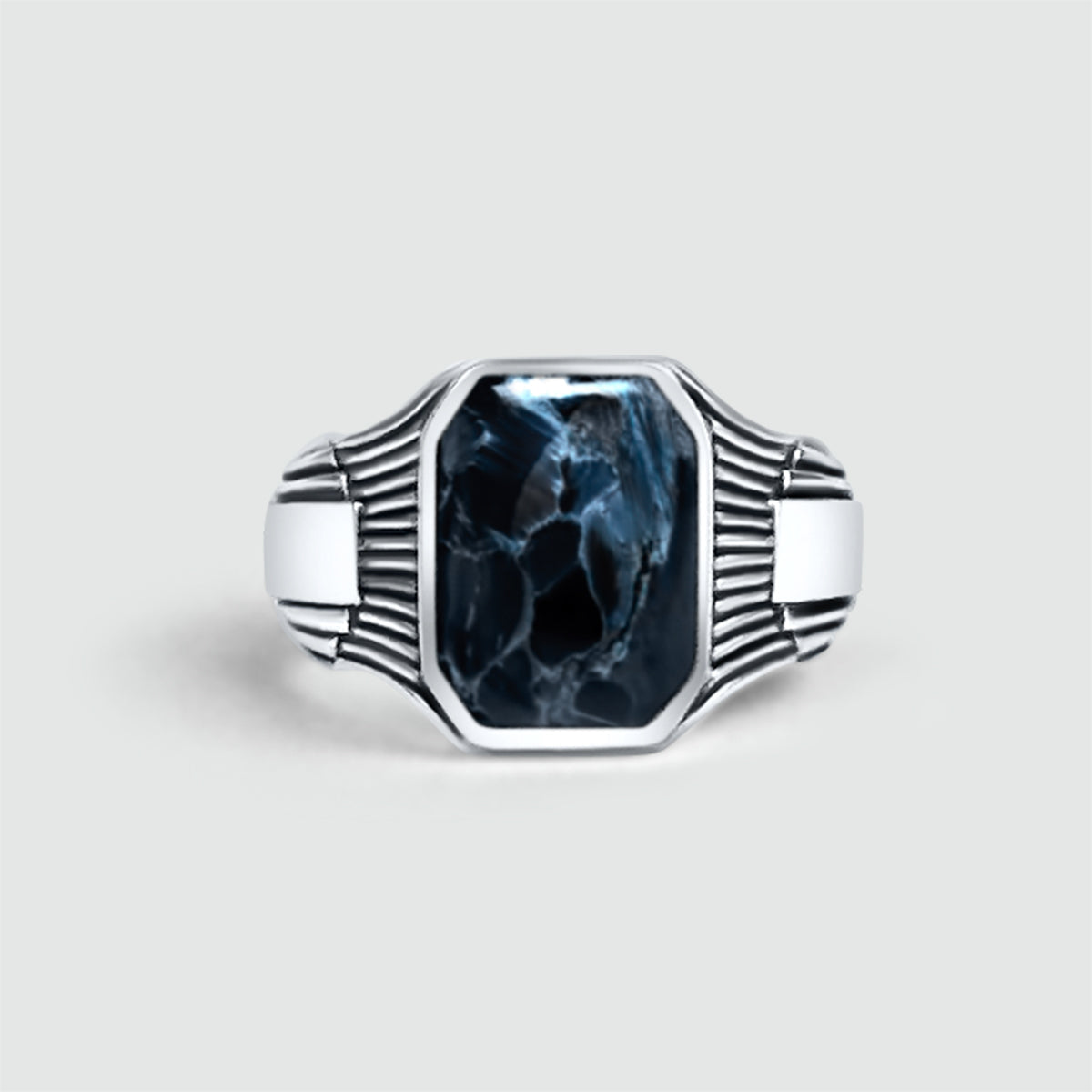 Bariq - Blue Pietersite Signet Ring 17mm