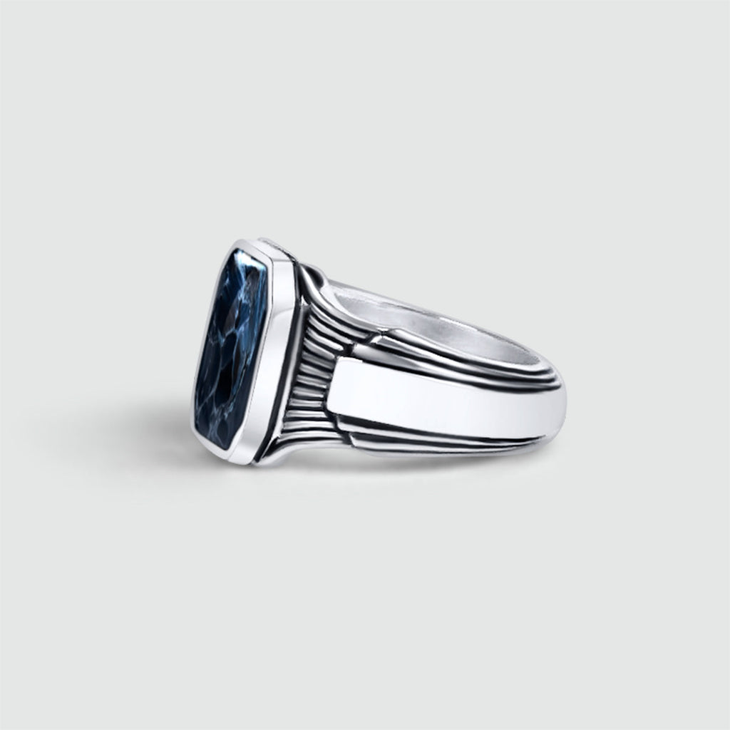 Bariq - Blue Pietersite Signet Ring 17mm