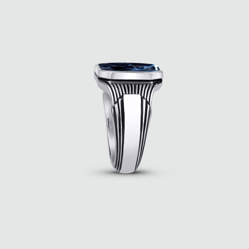 Bariq - Blue Pietersite Signet Ring 17mm