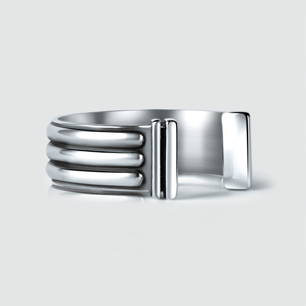 Mateen - Oxidised Sterling Silver Bangle Ring 10mm