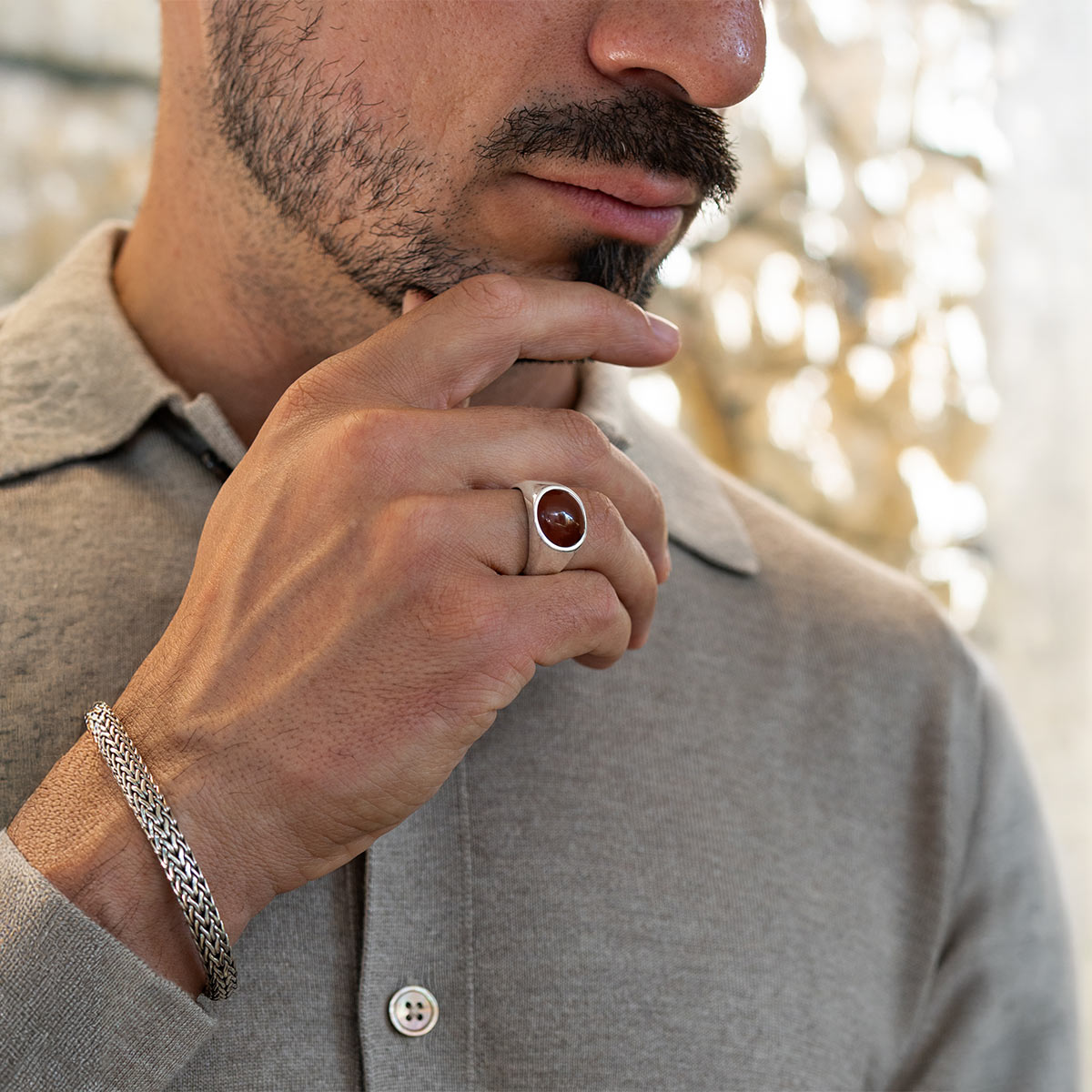 Qais – Carnelian Red Stone Signet Ring 13mm